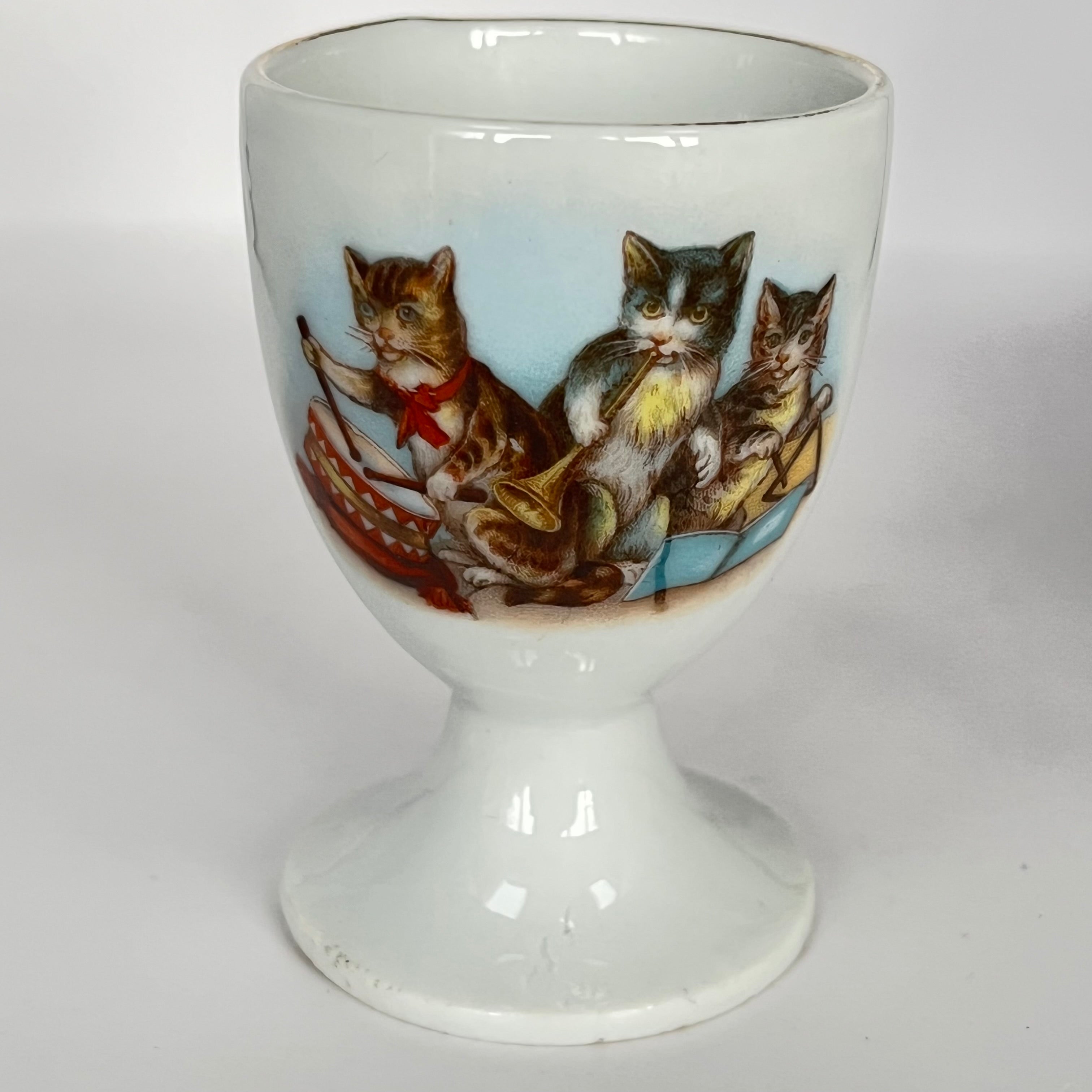 Vintage Cat Band Egg Cup, Transfer Printed
