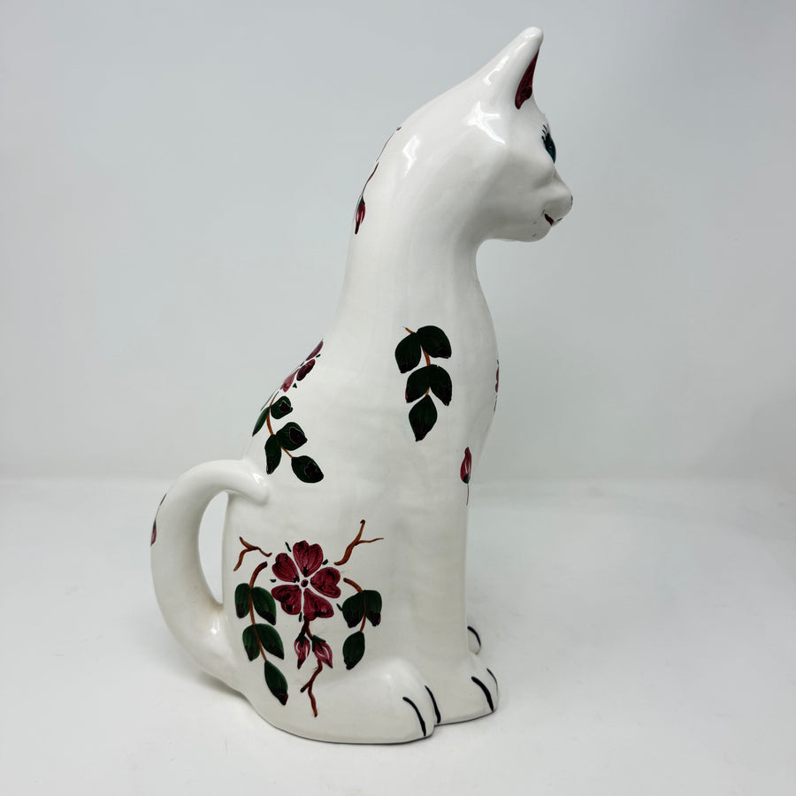 Vintage CH Brannam Floral Tall Cat 34cm