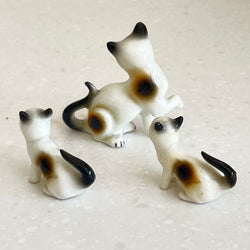 Vintage Trio of Japanese Porcelain Cat & Kittens