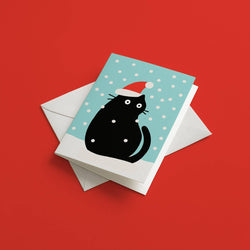 Snow cat Christmas card