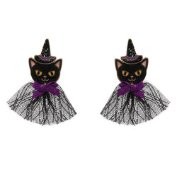 Cat Witch Enamel Earrings