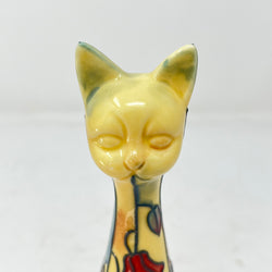 Vintage Style Old Tupton Ware Ceramic Cat - Yellow Poppy Floral Design - Unboxed