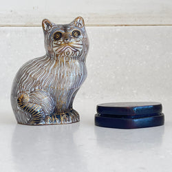 Vintage Expertly Crafted Cloisonne Cat Chinese Art 10cm