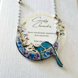 Cat on Moon Floral Necklace