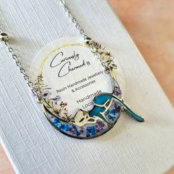 Cat on Moon Floral Necklace
