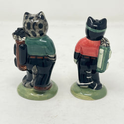 Vintage Quail Pottery Golfing Cats Salt & Pepper Set