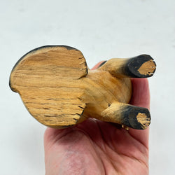 Vintage Hand-Carved Wooden Cat Figurine - Artisanal Ornament