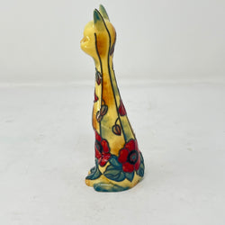 Vintage Style Old Tupton Ware Ceramic Cat - Yellow Poppy Floral Design - Unboxed