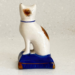 Vintage Staffordshire Cat on Cushion 10cm