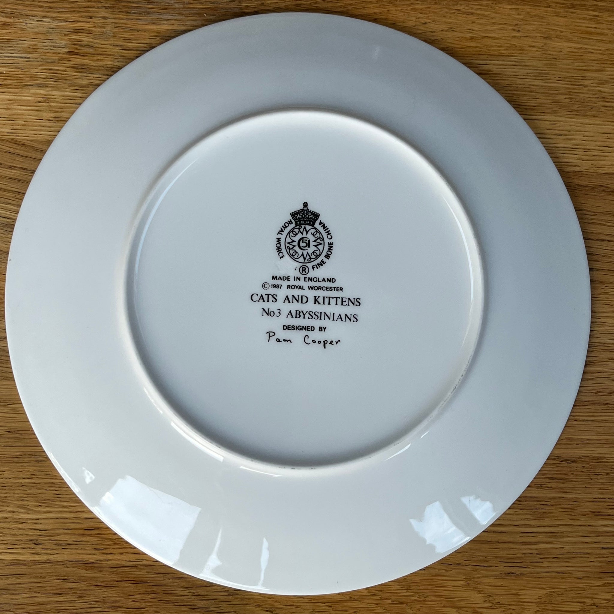 Vintage Plate Abyssinians Cats and Kittens by Royal Worcester
