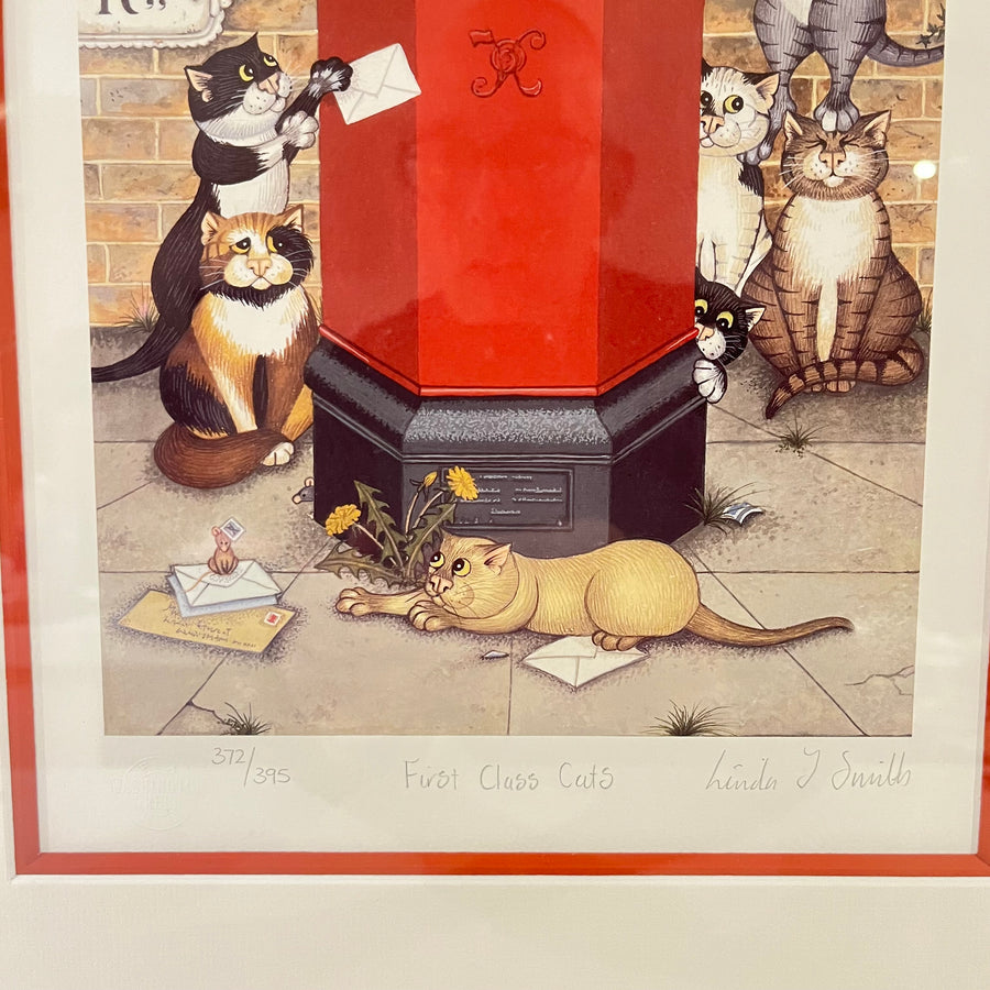 First Class Cats, Vintage Linda Jane Smith Framed Limited Edition Print