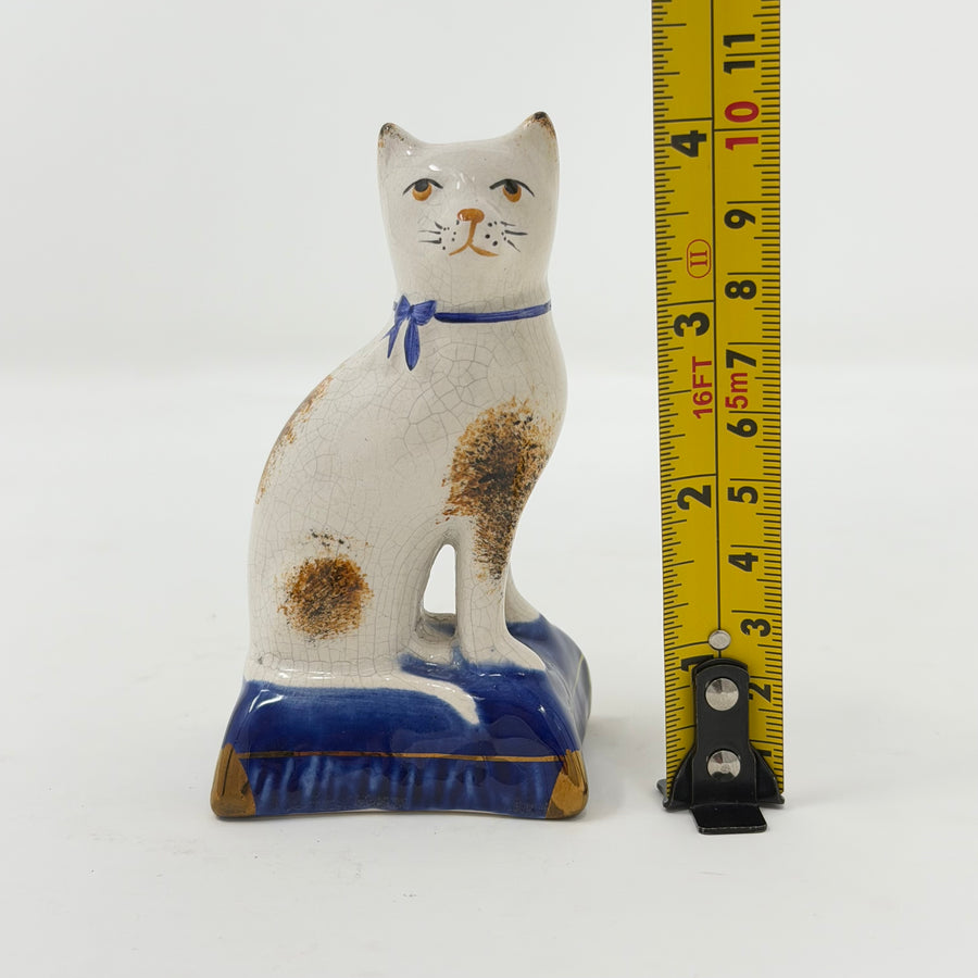 Vintage Staffordshire Cat on Cushion