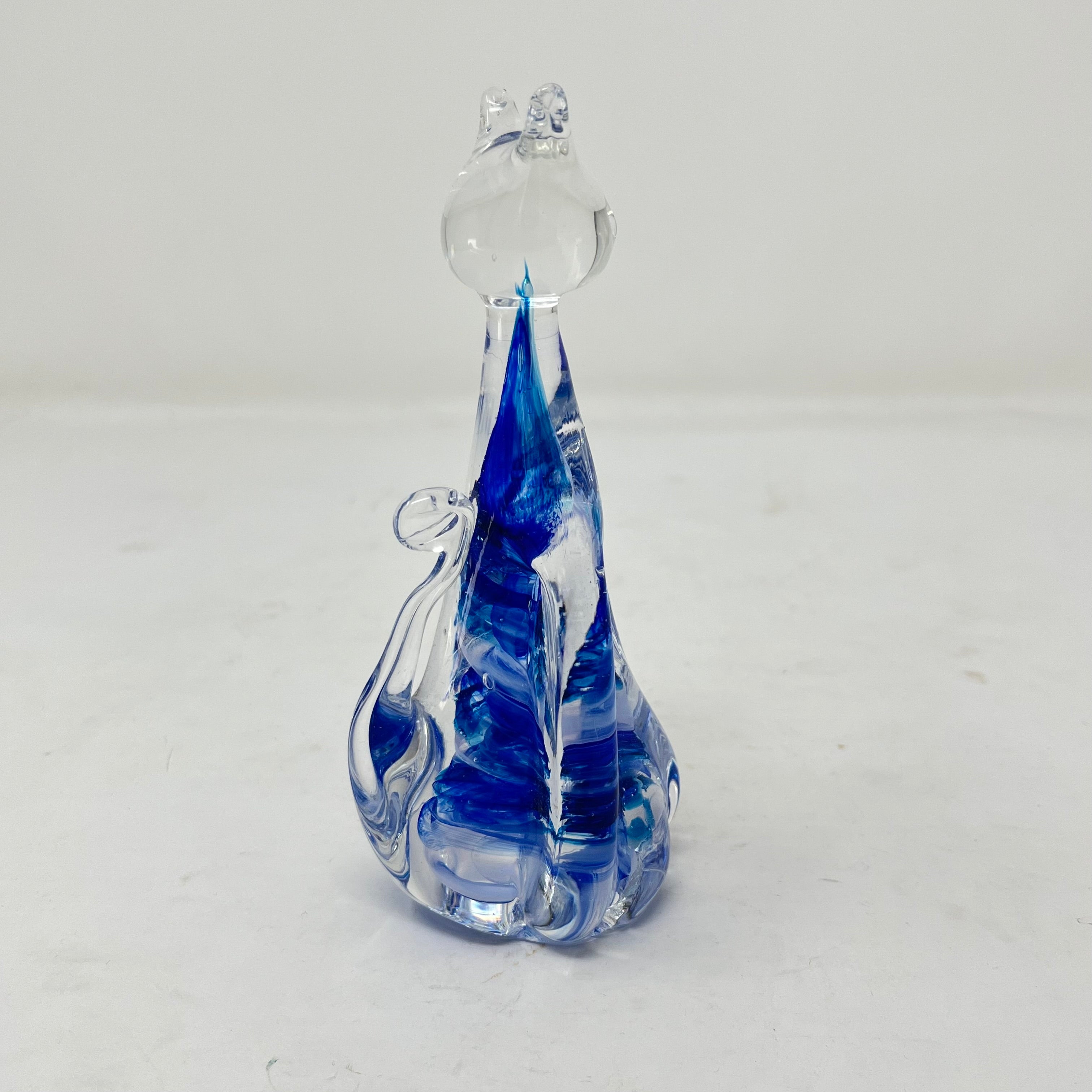 Vintage Alum Bay Glass Cat Figurine - Isle of Wight Hand Blown Art Glass - Mint