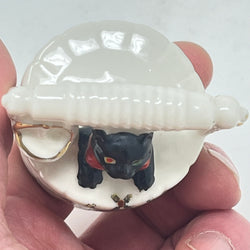 Vintage Arcadian Crested China Lucky Black Cat in Wishing Well - Blackpool Crest - Reg No 709613