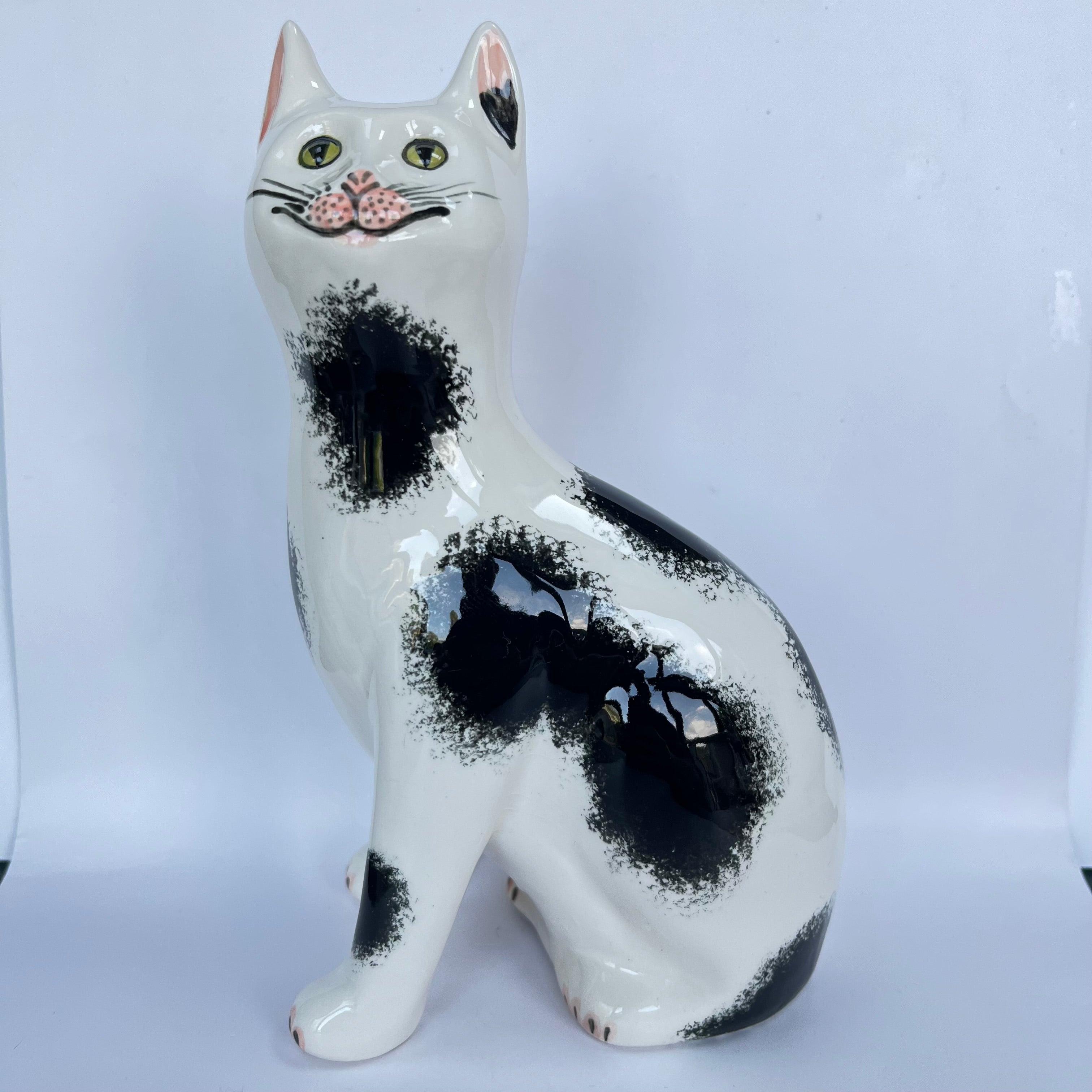 Vintage Griselda Hill Pottery Black & White 18cm Cat