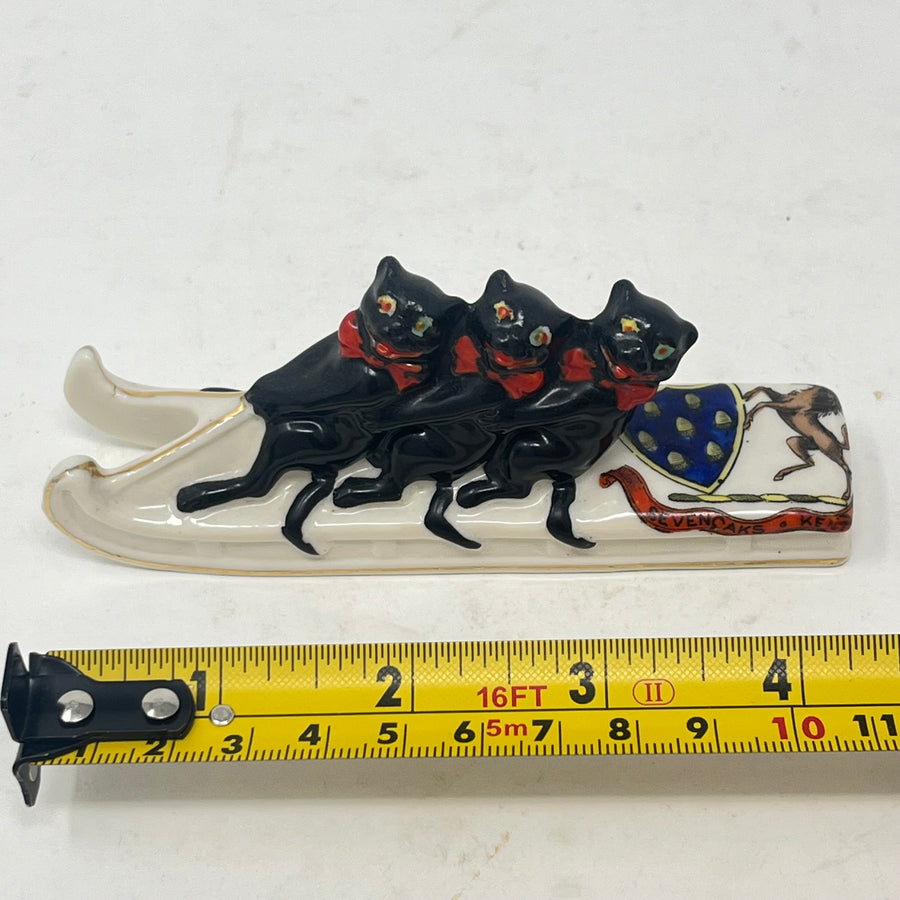 RARE Arcadian Crested China Black Cats on Sledge – Model #23 – Sevenoaks Crest