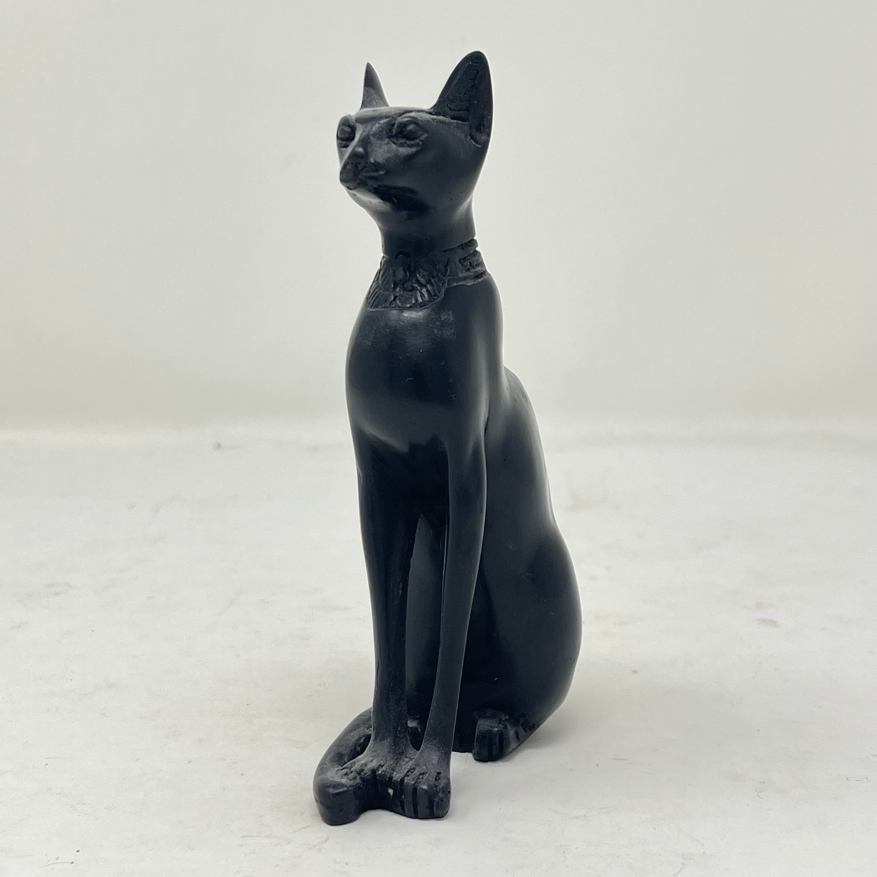 Ancient Egyptian Bastet Cat Goddess Statue Figurine - Black Resin