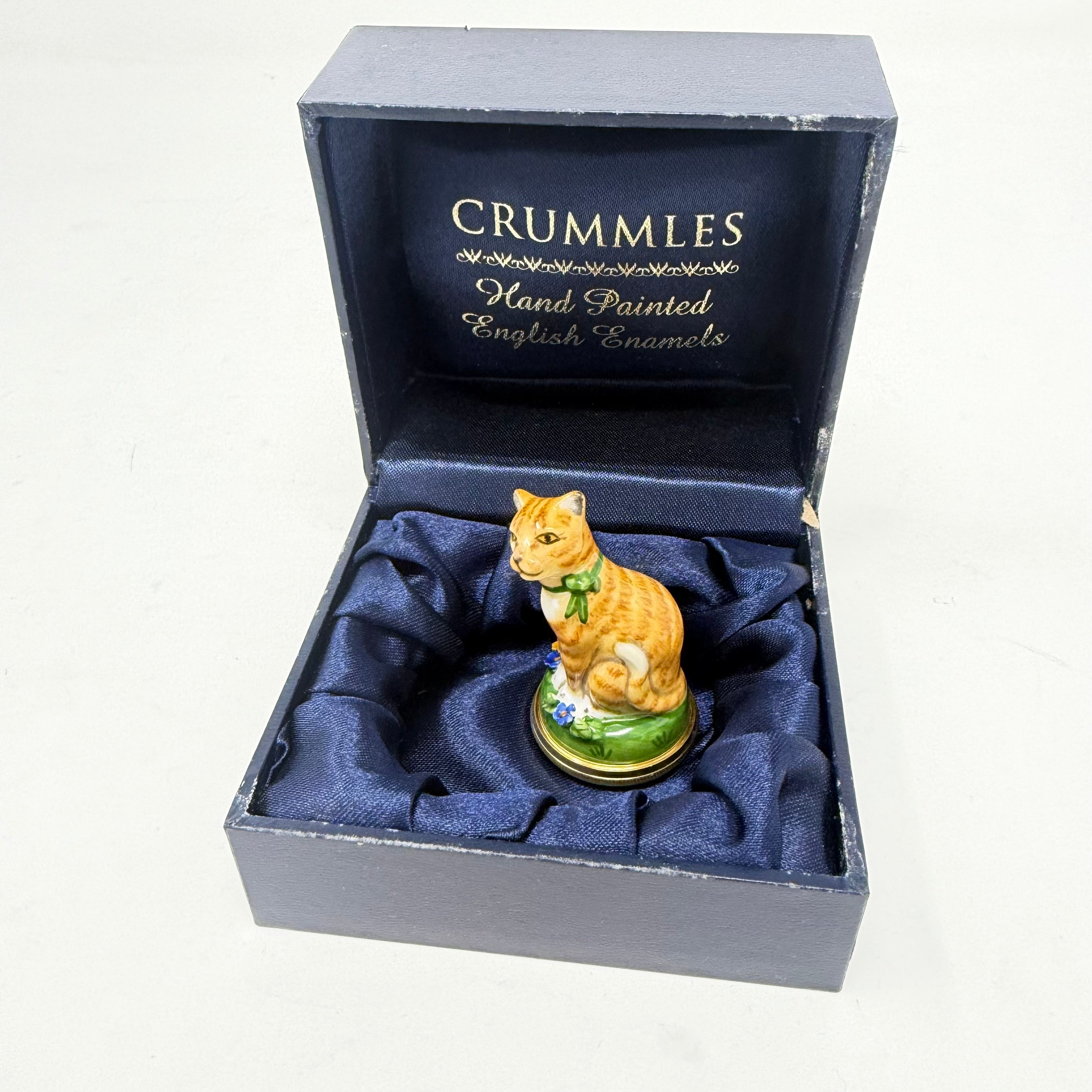 Vintage Ginger Cat Chelsea Bonbonniere by Staffordshire Enamels