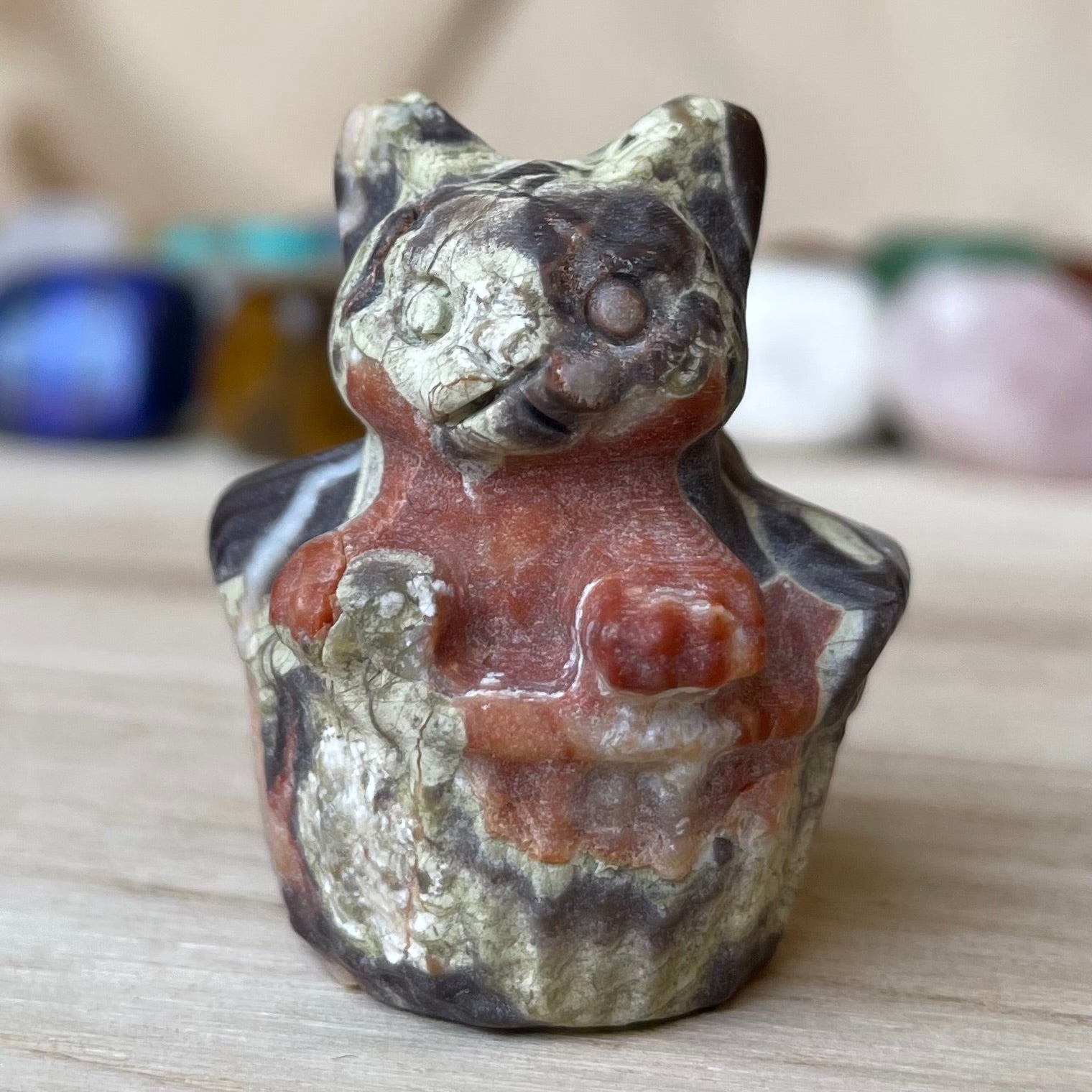 Money Agate Cat in Basket Gemstone