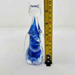 Vintage Alum Bay Glass Cat Figurine - Isle of Wight Hand Blown Art Glass - Mint