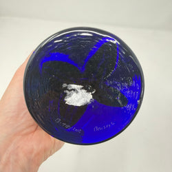 Vintage Bristol Blue Glass Cat 24cm Signed B. Taylor