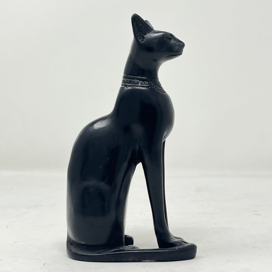 Ancient Egyptian Bastet Cat Goddess Statue Figurine - Black Resin