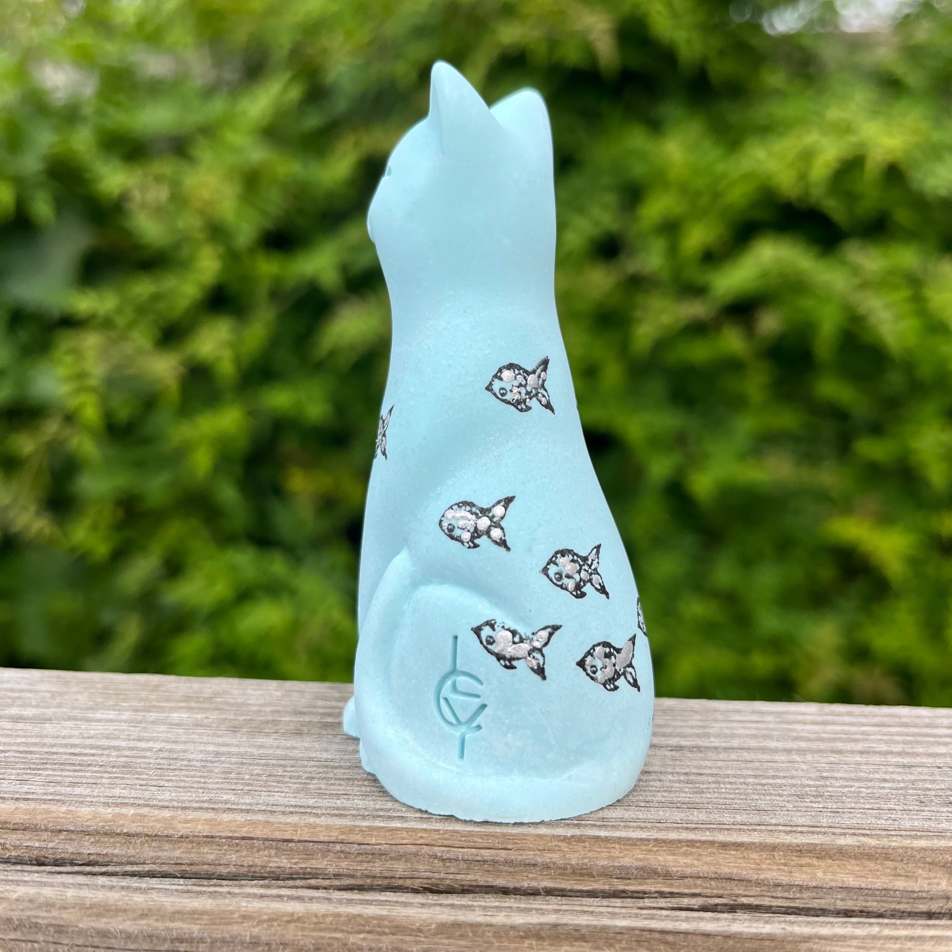 Cat Fish Hand Coloured Original Lucky Cat