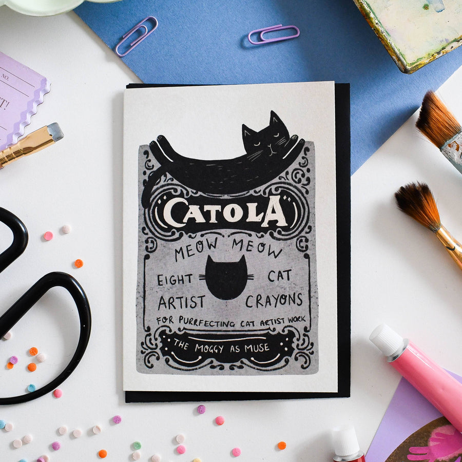 Catola Crayon Box Black Cat Card