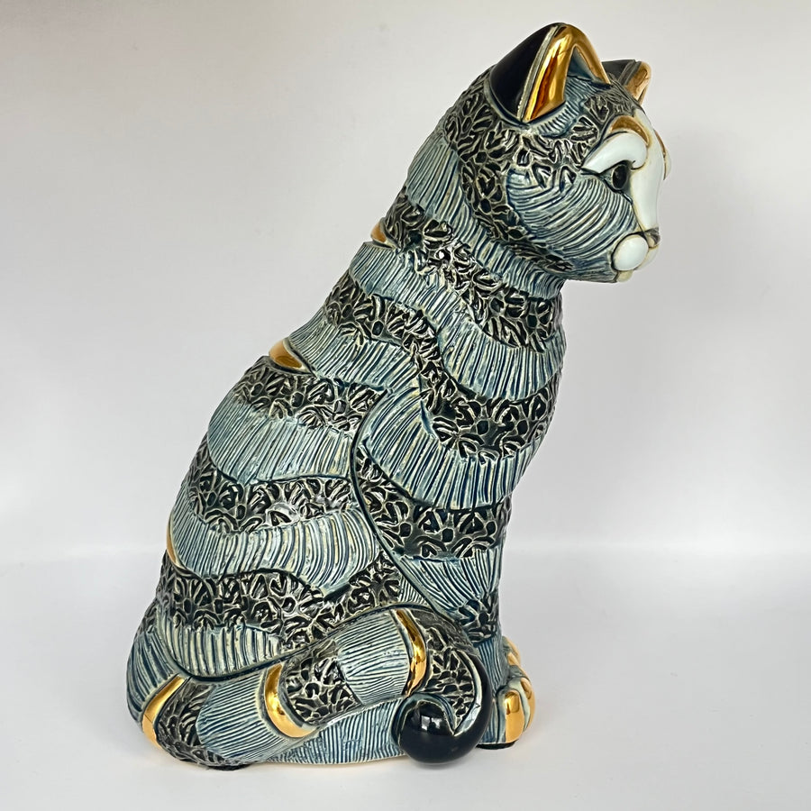 Vintage De Rosa Large Blue Stripy Cat F193