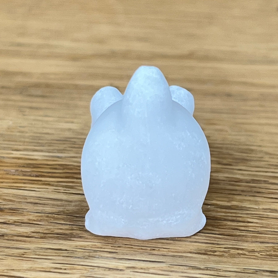 White Marble Gemstone Stretching Cat
