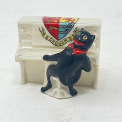 Antique Crested China Piano Cat – Dedham Crest – J & S England c. 1900s