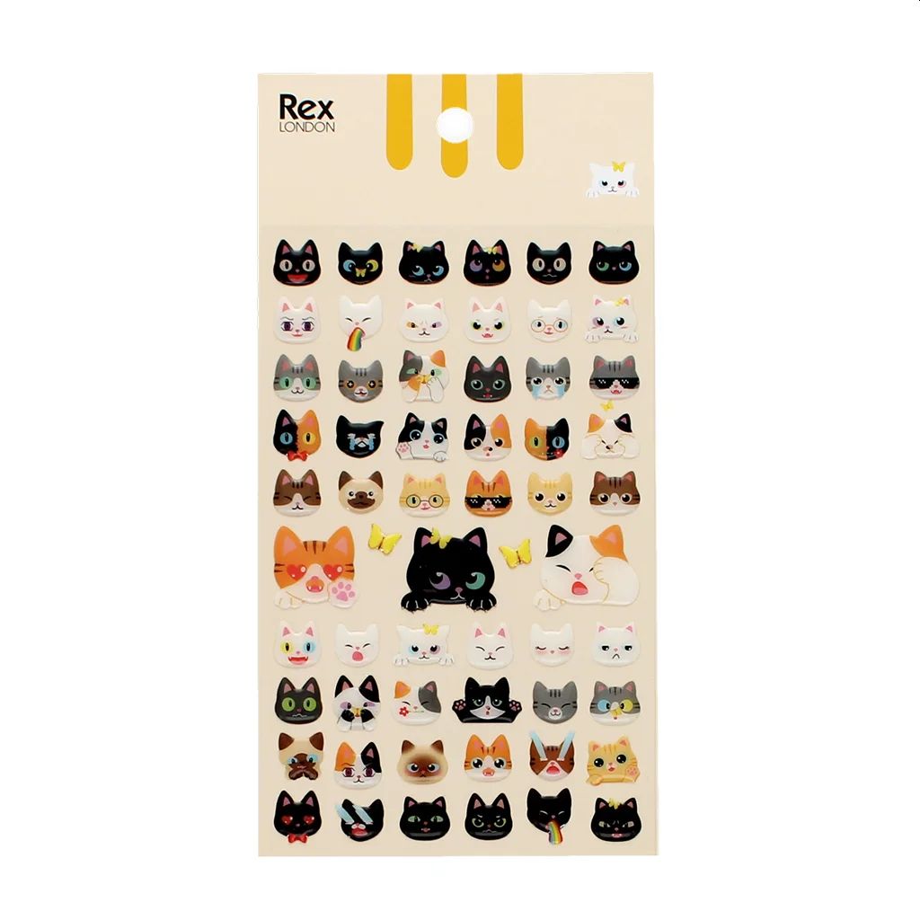 Quirky Cats 3D Stickers, 2 Sheets