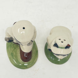 Vintage Quail Pottery Lawn Bowls Cats Salt & Pepper Set
