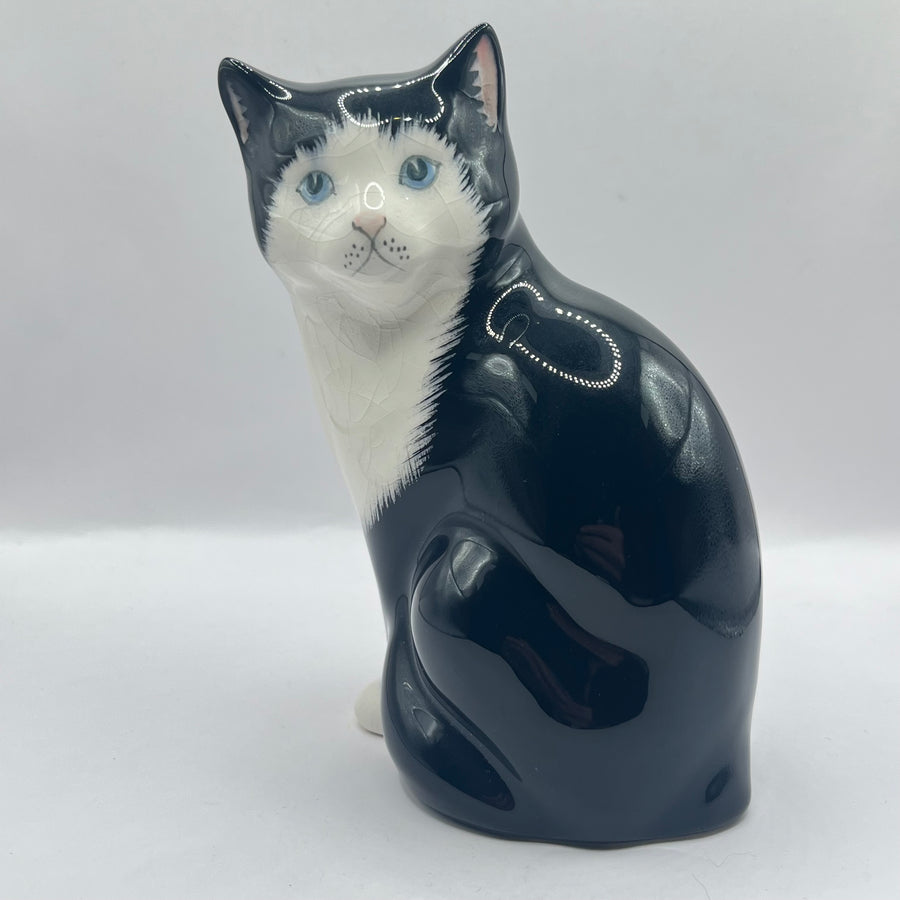 Vintage Black & White Cat Sitting Up