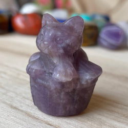 Amethyst Cat in Basket Gemstone February Birthstone