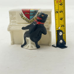 Antique Crested China Piano Cat – Dedham Crest – J & S England c. 1900s