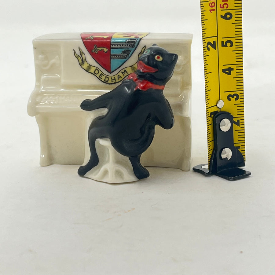 Antique Crested China Piano Cat – Dedham Crest – J & S England c. 1900s