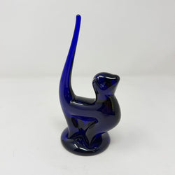 Vintage Bristol Blue Glass Cat