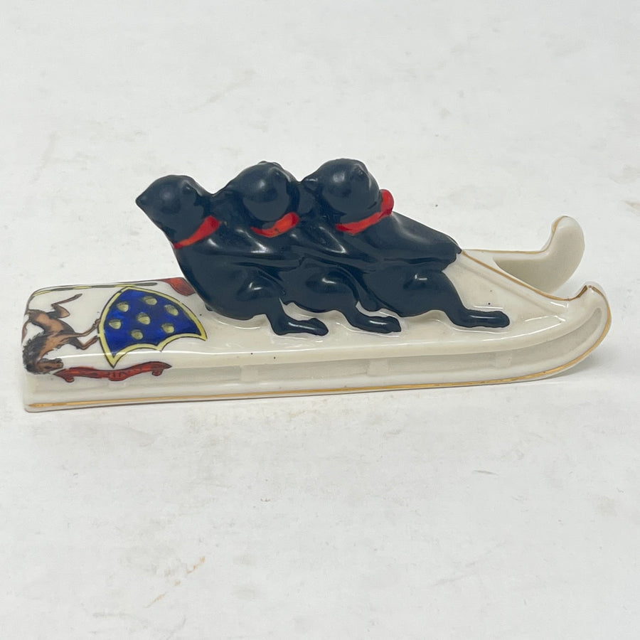 RARE Arcadian Crested China Black Cats on Sledge – Model #23 – Sevenoaks Crest