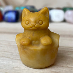 Yellow Aventurine Cat in Basket Gemstone