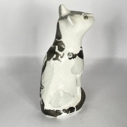 Vintage Hand Painted Grey Black & White Cat Sitting Up Ornament by A & R Scott Rare!
