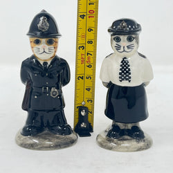Vintage Quail Pottery Police Cats Salt & Pepper Set