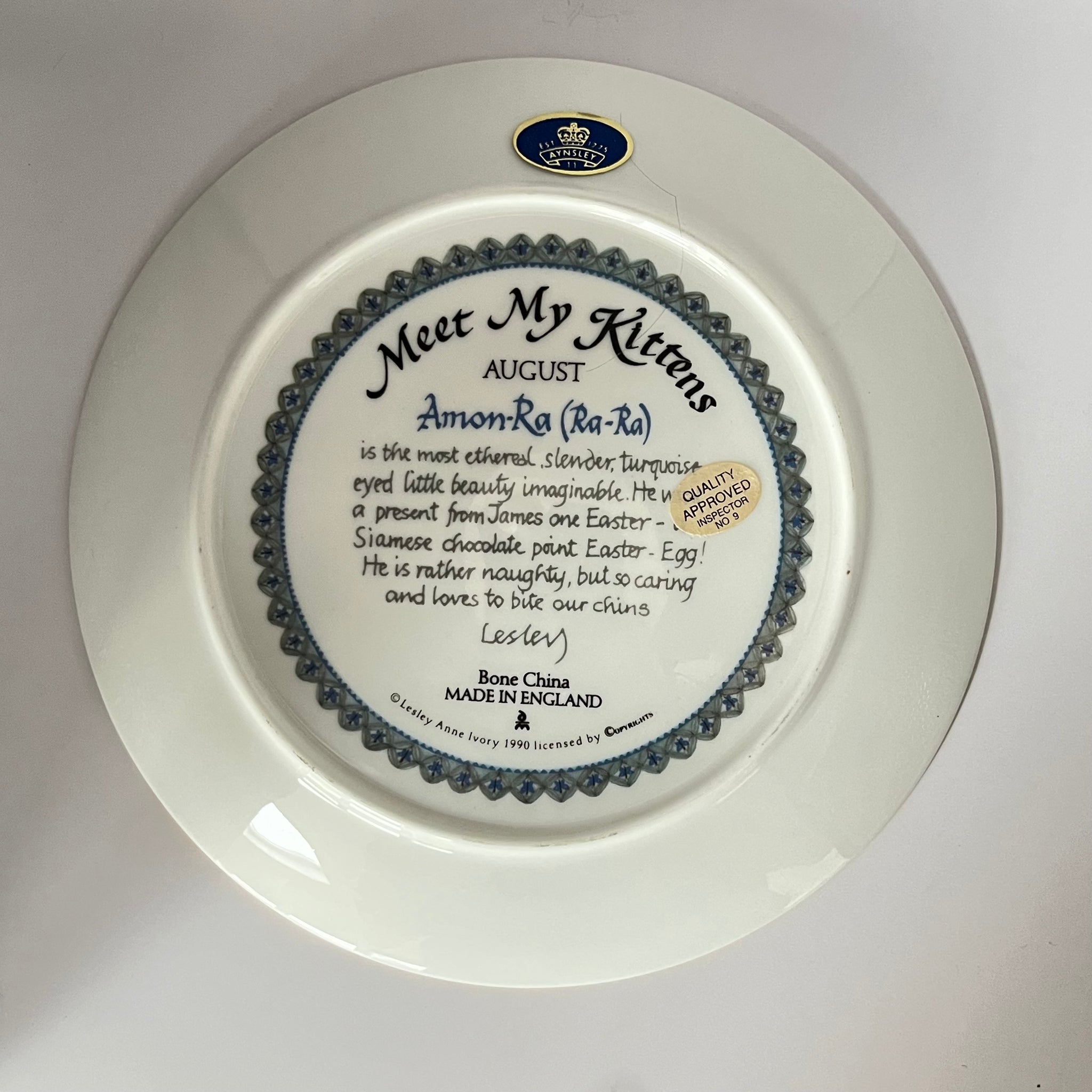 Vintage Plate Amon-Ra for August by Lesley Anne Ivory / Aynsley