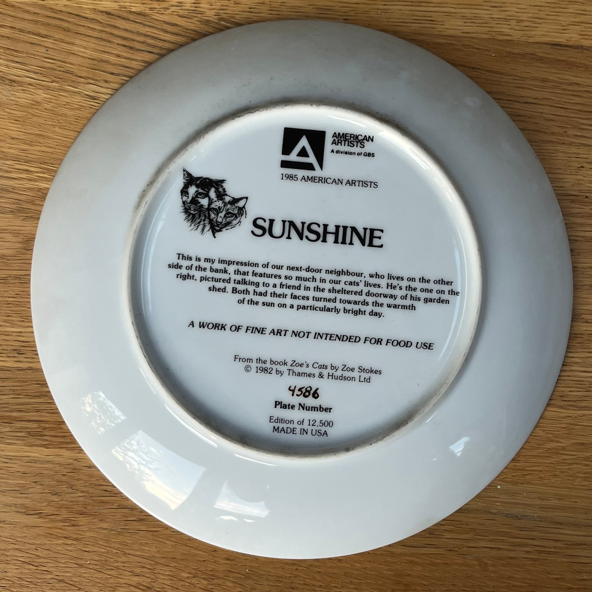 Vintage Plate Sunshine by American Artists / Zoe Stokes