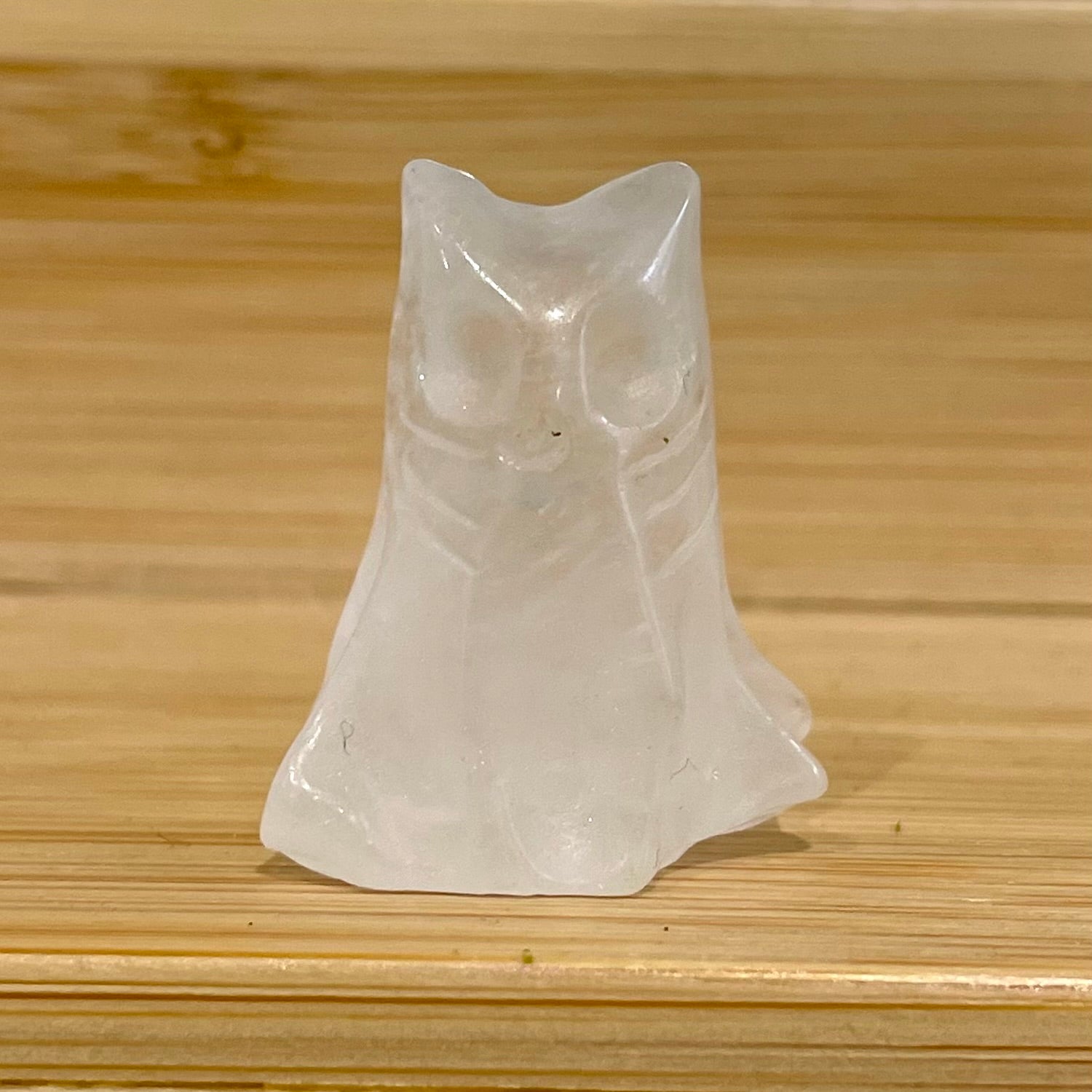 Clear Quartz Gemstone Ghost Cat April Birthstone