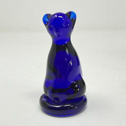Vintage Bristol Blue Glass Cat 8cm