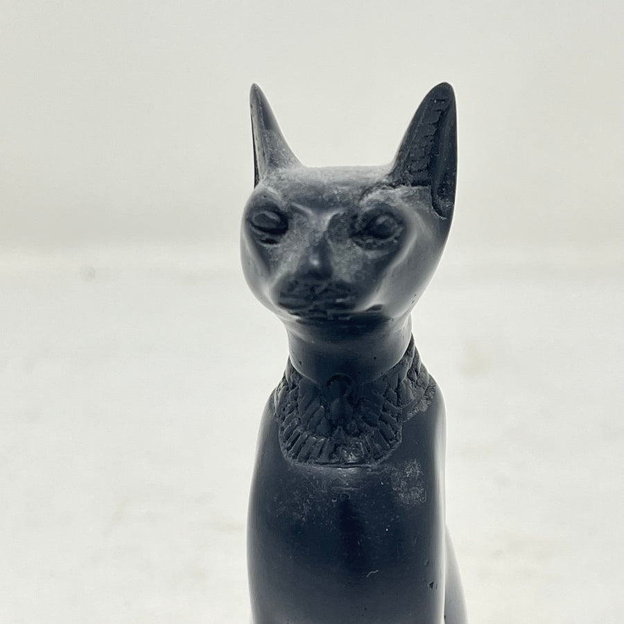 Ancient Egyptian Bastet Cat Goddess Statue Figurine - Black Resin
