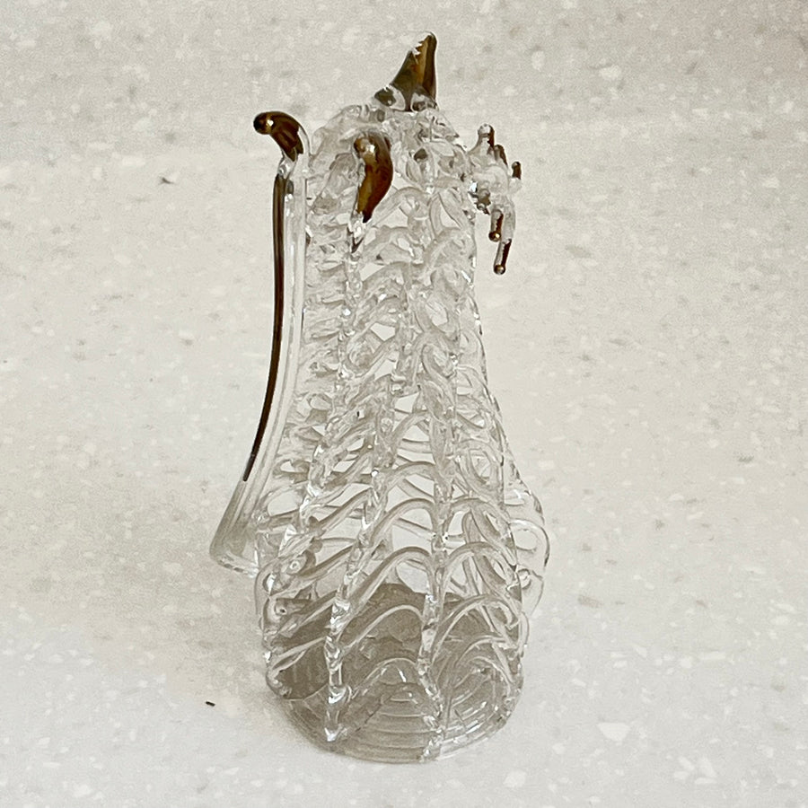 Vintage Unique Hand Blown Clear Glass Ornament 12cm