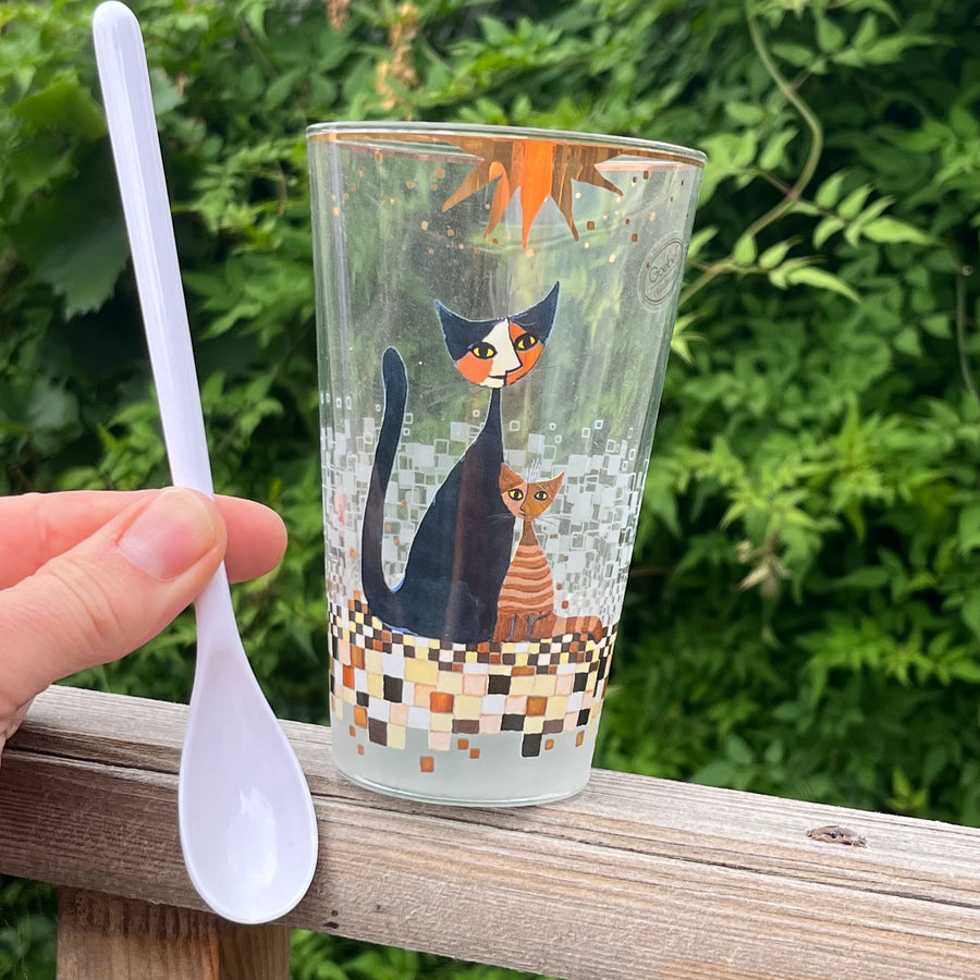 Vintage Rosina Wachtmeister Glass & Spoon Famiglia di Gatti