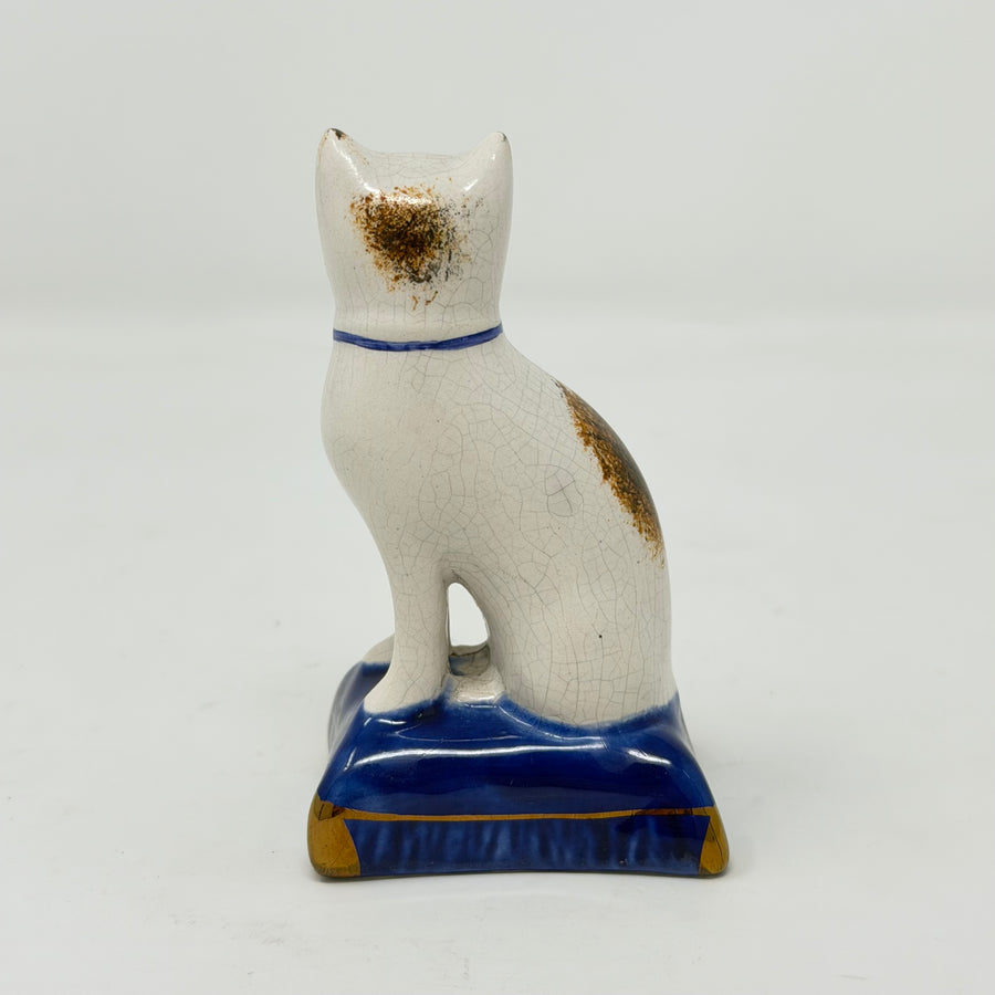 Vintage Staffordshire Cat on Cushion